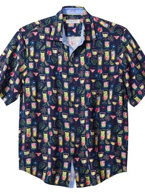 Tommy Bahama Veracruz Cay Electric Cocktails Camp Shirt - Horizon Blue, size L